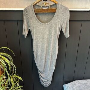 Motherhood Maternity Heather Gray Ruched Midi‎ Dress Size Small